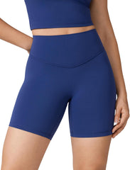 Hugcurve No Front Seam High Waisted Workout Biker Shorts for Women 6 Inches Tummy Control Buttery Soft Yoga Pants Gym