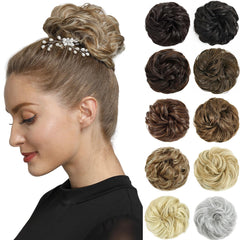 Rose bud Messy Bun Hair Pieces For Women Hair Bun Extension Updo Curly Messy Bun Scrunchie Dark Brown
