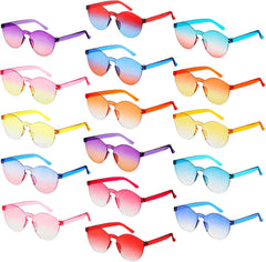 Matcheck 16 Round Shaped Rimless Sunglasses Transparent Candy Colored Glasses Clear Party Eyewear for Women