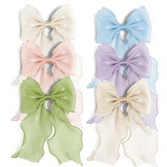 Bow Hair Clips for Women, Large Shiny Mint Green Bow Hair, French Long Tail Bows Hair Clip, Coquette Bows Hair Accessories for Girls