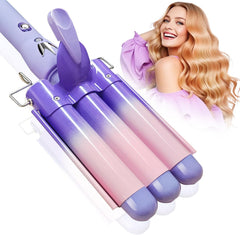 3 Barrel Curling Iron Hair Crimper: Birthday Gifts for Women Aleath Dual Voltage Adjustable Temperature Three Barrels Hair Waver - Ceramic 1 inch Curler Wand
