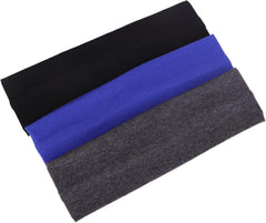 MapofBeauty 3 Pack Yoga Headbands Stretchy Cotton Head Band Hairwarp Sports Running Exercise Gym