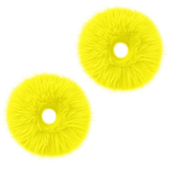 Lusofie 2Pcs Black Pompom Hair Tie Furry Faux Rabbit Fur Fuzzy Scrunchies Black Fuzzy Hair Ties Baby Hair Ties Ponytail Holders Pom Hair Accessories for Girl Women