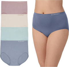 ELLEN TRACY Women’s Full Brief Panties Breathable Seamless Underwear 4-Pack Multipack (Regular & Plus Size)