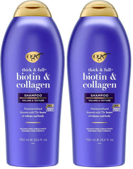 OGX Thick & Full + Biotin & Collagen Volumizing Shampoo, Nutrient-Infused Hair Shampoo with Vitamin B7 Biotin Gives Hair Volume & Body for 72+ Hours, Sulfate-Free Surfactants, 25.4 fl. oz