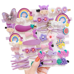 28 PCS Cute Hair Clips Fashion Girls Hair Accessories Flower Fruit Colorful Rainbow Candy Dessert Lovely Animal Barrettes Set Non-slip Metal Snap Pins for Girls Kids Teens Toddlers (Style B)