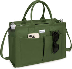 TOPDesign Heavy-Duty Canvas Tote Bag for Women, Adjustable Crossbody/Shoulder Handbag with 9 Pockets, Everything Tote