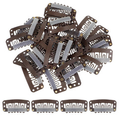 30 Pcs Wig Clips for Hair Extensions - 6-Teeth No-Sew U-Shape Snap Combs to Secure Wigs and Extensions (Brown)