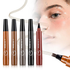 Magic Microblading Eyebrow Pencil 2Pcs, 2025 New 4-Tip Waterproof Brow Pencil with Micro-Fork Tip, Natural Fine Stroke Eyebrow Pen for Women (Black)