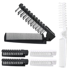 6PCS Travel Folding Hair Brush and Comb Set, Anti-Static Mini Pocket Combs for Men & Women (Black, Plastic)