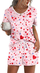 Ekouaer Pajama Set for Women 2 Piece Lounge Set Short Sleeve Tops and Shorts Soft Sleepwear, Chest Pocket