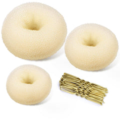 TsMADDTs Donut Hair Bun Maker, 3PCS Dark Brown Ring Style Bun Maker with 20PCS U Shaped Hair Pins for Women Dance