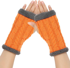Winter Half Finger Knit Gloves Stretchy Winter Warm Knitted Fingerless Gloves for Women Men Outdoor Warm Gloves
