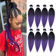 Braiding Hair Pre Stretched 24 Inch 8 Packs Ombre Braiding Hair Professional Soft Yaki Texture, Hot Water Setting Hair Extensions for Braids (24in,1B/30)