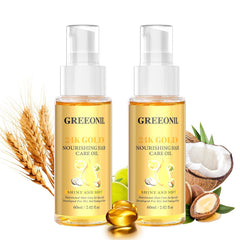 24K Gold Argan, Coconut, and Olive Oil Serum for Frizz Control, Shine, and Split End Repair - Nourishing Hair Treatment with Vitamin E, 2.02 fl oz, 60ml