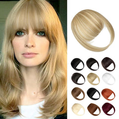 Bangs Hair Clip in Bangs, Fake Bangs Natrual Clip in Hair Extensions, Easy to Use Faux Bangs Clip on Bangs, French Bangs Fringe with Temples Hairpieces Curved Bangs for Daily Wear