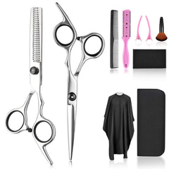 Hair Cutting Scissors Thinning Shears- Fcysy Professional Barber Sharp Hair Scissors Hairdressing Shears Kit with Haircut Accessories in Leather Case for Cutting Styling Hair for Women Men Pet- 7 Pcs