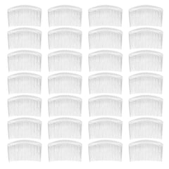 28 Pack Clear White Small Plastic Hair Side Comb With Long Teeth Hairpins Grips Barrettes Clamps Bows for Women Bridal Wedding Veil Decorative Headpiece French Twist Updo Bun Accessories