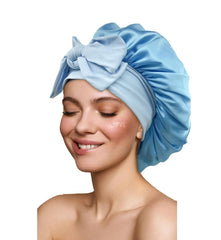 Satin Silk Hair Bonnet for Sleeping - Large Bonnets With Tie Band, Adjustable Straps, Night Sleep Cap for Women With Curly Braid Hair - Hunter Green