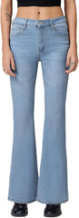 EMMIOL Stretchy Flare Jeans for Women High Waisted, Y2K Distressed Denim Pants Bootcut, Mid Rise Trendy Vintage Bell Bottoms