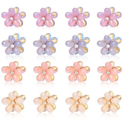 CWJCYTNSN 16PCS Small Metal Hair Claw Clips, Silver Mini Hair Clips for Thin Thick Hair, Cute Tiny Hair Clips, Little Flower Hair Jaw Clamps, Nonslip Bangs Pins Hair Accessories for Women Girls