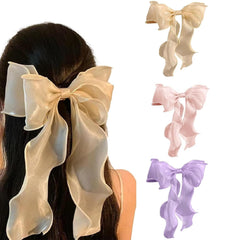 papasgix Hair Bow Clips: Solid Color Silk Ribbon Bows for Women and Girls (1, Blue)