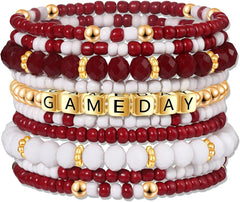ZOLEAROPY Game Day Bracelets Stack Football Bracelets for Women Men Stackable Game day Bracelet Accessories Football Mom Outfit Jewelry Gifts