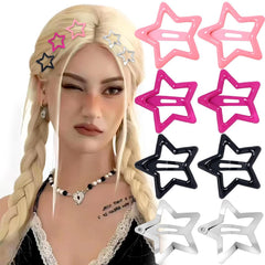 20PCS Star Hair Clips Y2k Hair Accessories for Women Black White Polka Dot Cute Hair Pins for Girls Star Barrettes Non Slip Kawaii Snap Hair Clips Small for Styling Festival Accessories