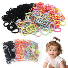 300PCS Elastic Hair Bands for Kids and Women, 3 Styles Small Thin Hair Ponytail Holder, Baby Girls Hair Ties No Damage, Diameter 1.0inch Mini Colorful Rubber Bands Accessories, Daughter Birthday Gift