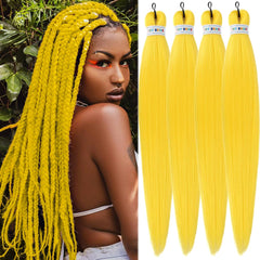 Purple Braiding Hair Pre-Stretched Yaik Straight 4 Packs Colored Synthetic Long Purple Hair Extensions Crochet Braids 90g/Pack 26 Inch