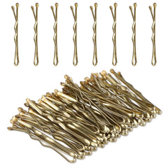 Mini Bobby Pins, 50PCS 1.37 Inch Small Wavy Hair Pins Metal Hair Clip Hairpins for Women Gilr Kids Buns Long Straight Curly Hair All Hair Types(Gold)