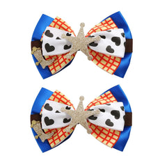 2PCS Toy Hair Bow Clips for Women Girls 4 Inch Cute Cartoon Birthday Party Hair Accessories for Buzz