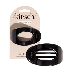 Kitsch Large Flat Claw Clips for Women - Stylish Flat Hair Clips for Women, Strong Hold for Thick & Fine Hair | Non-Slip for Secure, Comfortable All-Day Wear - Black