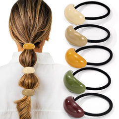3PCS Gold Hair Ties, Metal Hair Ties for Thick Hair, Elegant Durable Geometric Design, Gold Hair Accessories Stretchy and Non-Damage Ponytail Cuff Holders, 3 Styles in Box Holiday Gifts