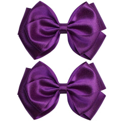 4.5-Inch Hair Bows Alligator Clips Delicate Satin Hair Accessories for Girls, Toddler, Kids and Women Birthday Wedding Christmas Occasions- Set of 2 (Hot Pink)