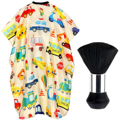 FEBSNOW Kids Hair Cutting Cape,Professional Kids Barber Cape and Neck Duster Brush Cartoon Hairdresser Apron with Adjustable Closure for Children Salon Barber Supplies for Kids & Adults 55x39 Inches
