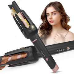 Auto Hair Curler, Automatic Curling Iron with 4 Temperature & 3 Timer, Automatic Shut-Off, Anti-Scald, Anti-Tangle Rotating Curling Wand for Hair Styling, Pink