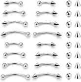 Eyebrow Piercing Jewelry Surgical Steel Curved Barbell Tiny Eyebrow Ring Vertical Labret Lip Jewelry Ear Rook Navel Small Belly Button Ring for Women Men 20g 16g 6mm/8mm/10mm/12mm