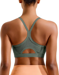 RUNNING GIRL Sports Bra for Women,Y Back Molded Cup Medium Impact Sports Bras for Women with Sewn in Pads
