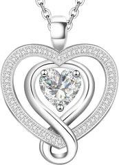 925 Sterling Silver Heart Necklace - Elegant Silver Jewelry for Women - Heart Pendant for Birthday, Anniversary - Ideal for Wife, Mom, Girlfriend