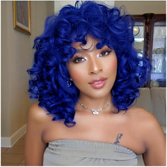 Short Curly Wigs for Black Women Synthetic Hair Heat Resistant Fluffy Natura Wigs for African American Women (Black)