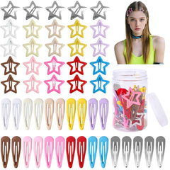 Star Hair Accessories - 50Pcs Colorful Metal Non-Slip Snap Hair Clips and Barrettes for Girls and Women