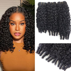 Burmese Curly Bundles Human Hair 18 20 22 Inches 100% Unprocessed Quick Weave 3c4a Water Wave with Spiral Curly End Real Human Hair Extensions Natural Black