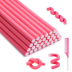 30Pcs Small Foam Hair Curlers, 9.45" Length x 0.47" Diameter, No-Heat Flexible Curling Rods for Short, Medium and Long Hair