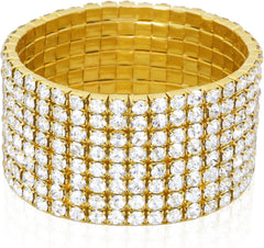 8 Rows Stretch Rhinestone Bracelet for Women Sparkling Silver Rhinestone Bracelets Bridal Wedding Jewelry for Wedding Party