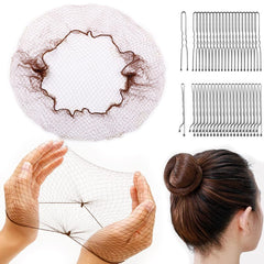 120PCS Elastic Hair Net Set for Food Service Workers 20pcs 24inch Invisible Hair Nets for Men Women Buns,50pcs U-Shaped Hair Pins 50pcs Bobby Pins for Bun Maker, 24inch,Black