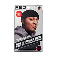 Red by Kiss Premium Bow Wow X Power Wave Durag, 360 Wave Compression Cap for Men & Women, Adjustable Hook-&-Loop Strap, Stylish & Durable, Ideal for Locs, Braids, Finger Waves (Jumbo Velvet - Black)