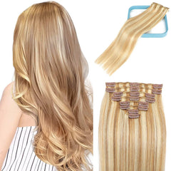 LORIEN Clip in Hair Extensions Real Human Hair, 18 Inch 100g/3.6oz, 1B Natural Black, Clip in 100% Brazilian Remy Human Hair Extensions 8pcs Per Set with 18 Clips Double Weft
