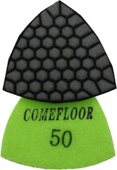 Diamond Triangle Polishing Pad, 80mm Resin Bond Hook and Loop Backing Pad for Granite Concrete Marble Stone, Grit 3000, 7PCS