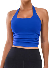 BMJL Womens Halter Built in Bra Workout Sports Tank Tops Summer Trendy Backless Going Out Clothing 2025